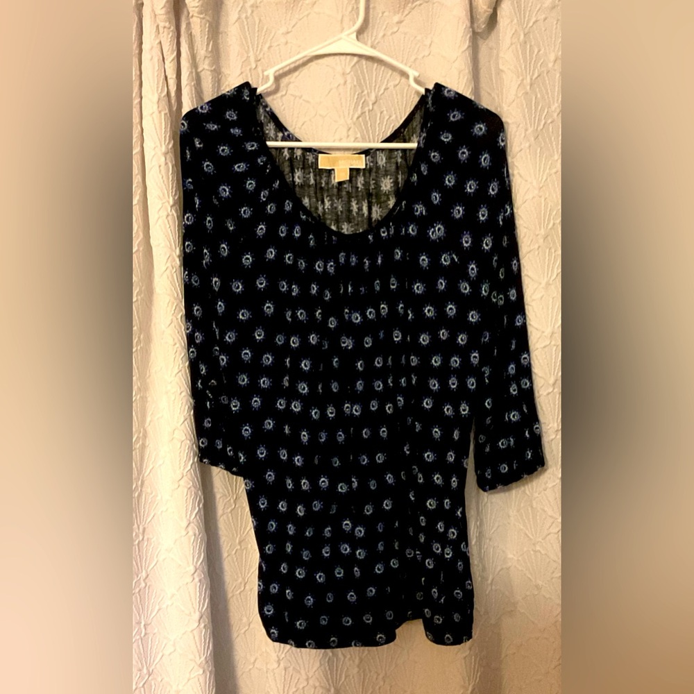 Michael Kors Women's Black and Blue Patterned Top